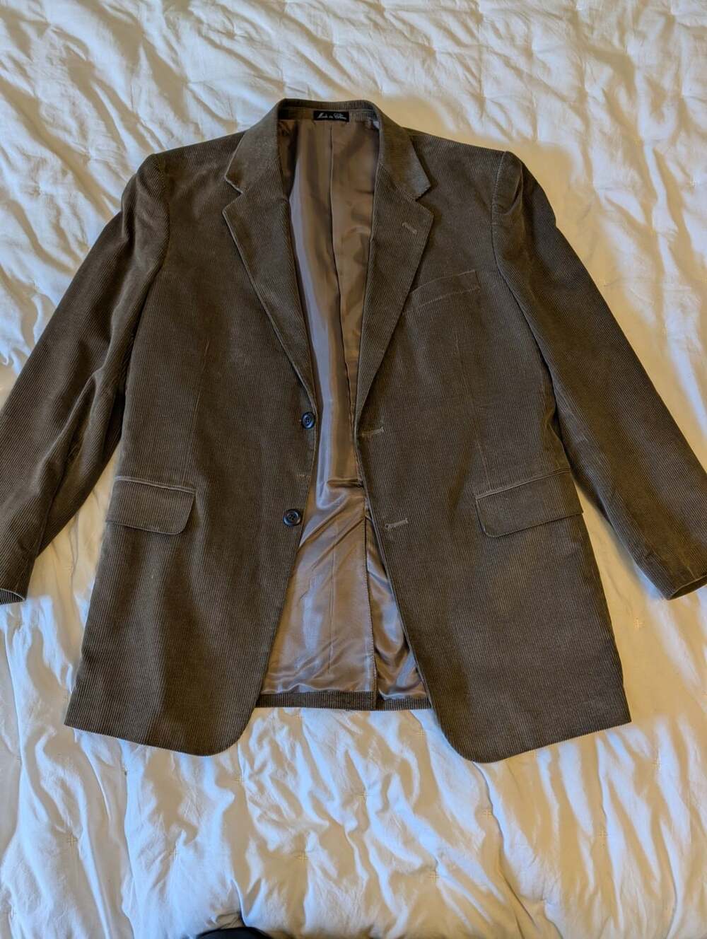 Alan Flusser Mens 40R Corduroy Blazer Brown 100% Cotton 2 Button Sport Coat